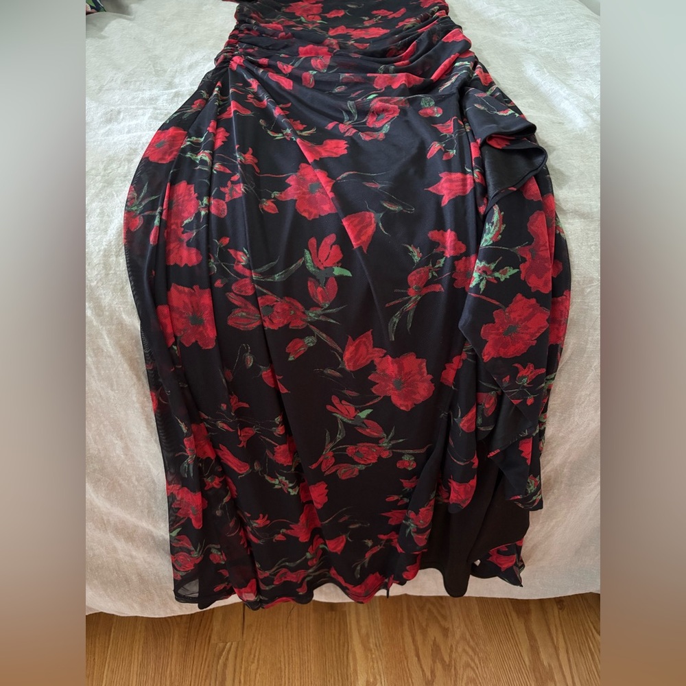 Vici Elegant Black and Red Floral Maxi Dress